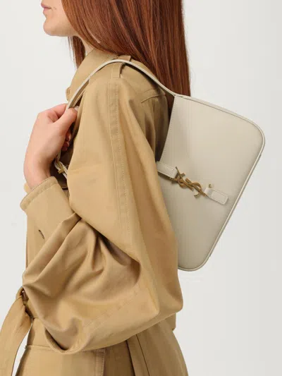 Saint Laurent Le 5 A 7 Mini Ysl Shoulder Bag In Smooth Leather In White