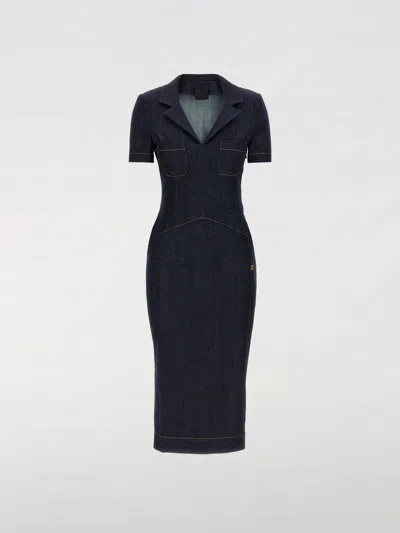 Givenchy Women Denim Pockets Midi Dress In Blue