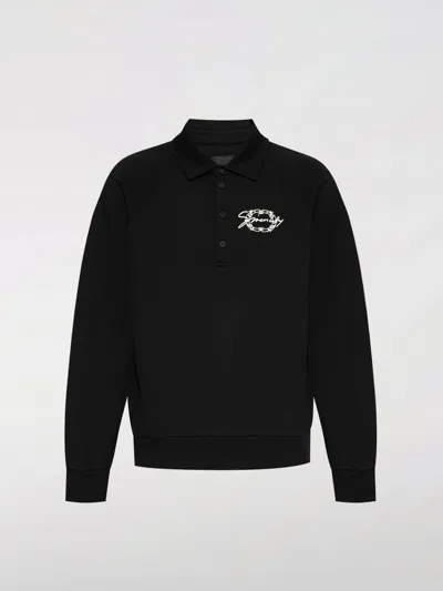 Givenchy Embroidered Logo Fleece Polo Sweatshirt In Black