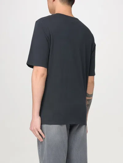 Saint Laurent Dark Grey T-shirt With Logo Lettering On The Front Tone-on-tone In Cotton Man In Animal Print