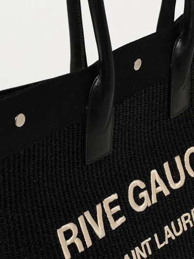 Saint Laurent Fabric Maxi Tote Bag With Embossed Logo In Black