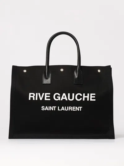 Saint Laurent Rive Gauche Tote Bag In Canvas In Black