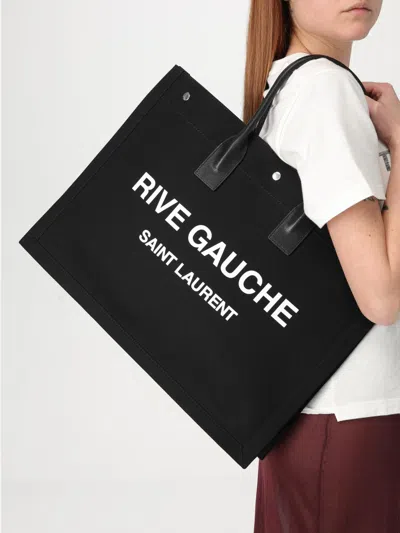 Saint Laurent Rive Gauche Tote Bag In Canvas In Black