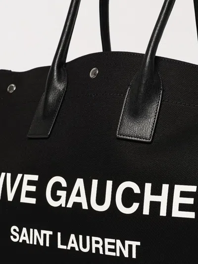 Saint Laurent Rive Gauche Tote Bag In Canvas In Black