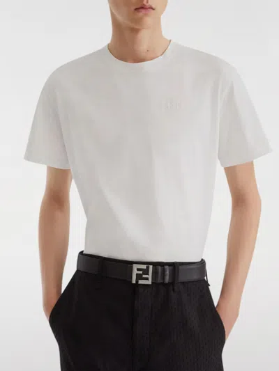 Fendi Black Leather And Ff Canvas Reversible Belt In Black