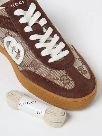 Gucci Men G75 Low-top Supreme Gg Fabric And Suede Sneakers In Multi