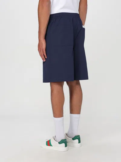Gucci Men Navy Blue Poplin Bermuda Shorts In Multi