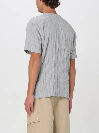 Bottega Veneta Men Grey Crewneck T-shirt With Maxi Print On The Front And Wrinkled Ffect In Cotton M In Gray