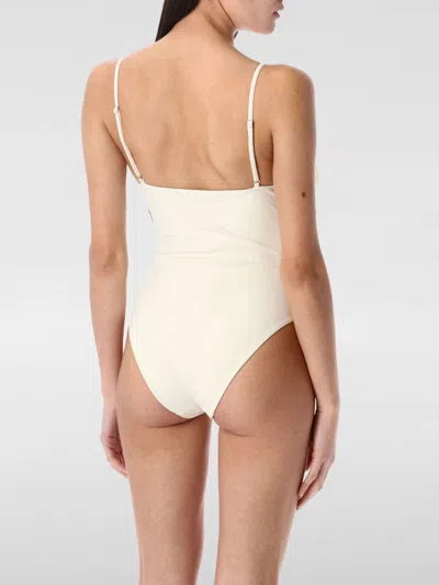 Magda Butrym 3d Flower Retro Bustier Swimsuit In Neutral