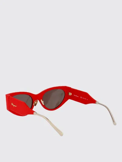 Ferragamo Red Karung Leather Sunglasses In Red
