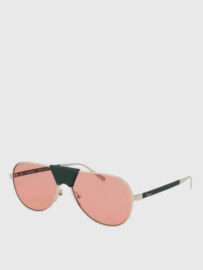 Ferragamo Light Gold Metal Sunglasses In Black
