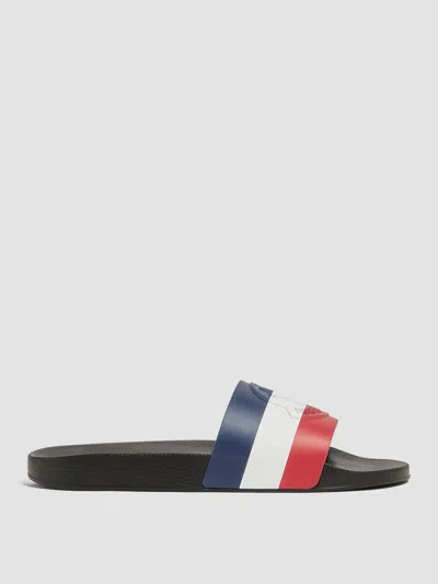 Moncler Basile Black Rubber Sliders In White