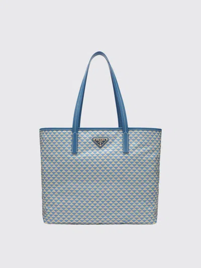 Prada Light Blue Bag In Printed Re-nylon In Multi