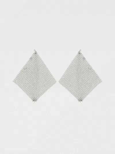 Rabanne Pixel Chainmail Earrings In Silver
