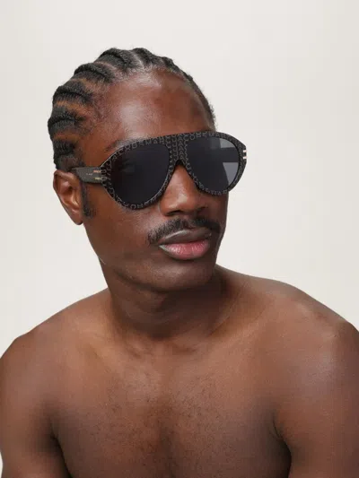 Marc Jacobs Logo-patterned Pilot-frame Sunglasses In Black