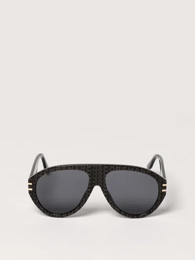 Marc Jacobs Logo-patterned Pilot-frame Sunglasses In Black