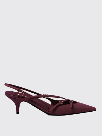 Miu Miu Patent Leather Slingbacks With Buckles In Burgundy