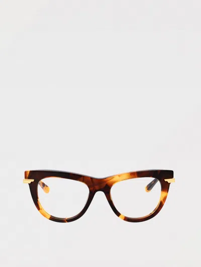 Bottega Veneta Havana Metal Optical Glasses In Brown