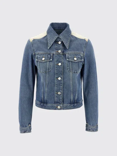 Givenchy Denim Jacket With Chest Pockets And Contrast Shoulder Panel In Animal Print
