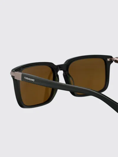 Ferragamo Dark Green Acetate Sunglasses In Black
