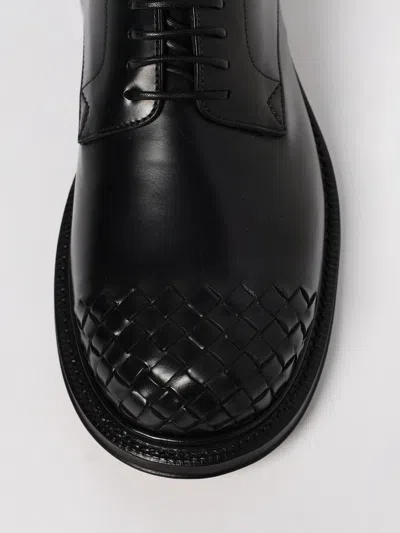 Bottega Veneta Leather Lace-up Shoes Featuring Signature Detail In Black