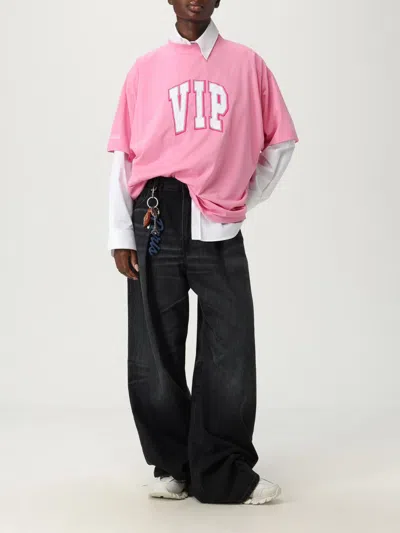 Balenciaga Pink Crewneck Logo T-shirt In Pink