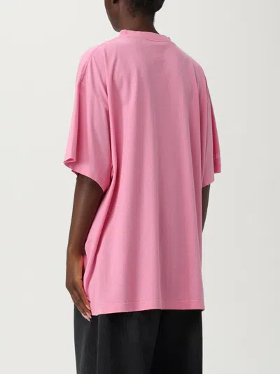 Balenciaga Pink Crewneck Logo T-shirt In Pink