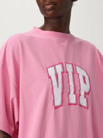 Balenciaga Pink Crewneck Logo T-shirt In Pink