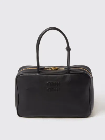 Miu Miu Black Bauletto Bag Zip Embossed Logo In Black