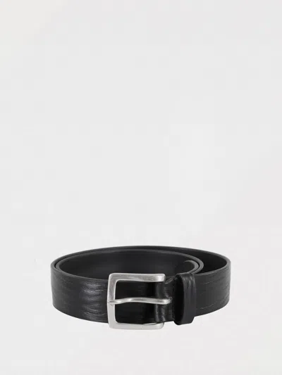 Orciani Wave-textured Leather Belt With Metallic Buckle Closure In Black