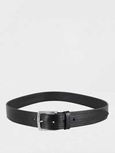 Orciani Wave-textured Leather Belt With Metallic Buckle Closure In Black