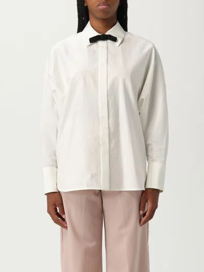 Max Mara Studio Roll Shirt White In Multi