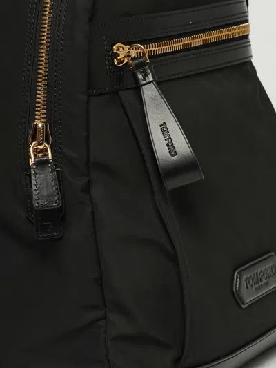 Tom Ford Leather Detailed Nylon Backpack Bags In Black