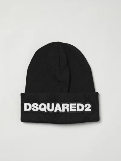Dsquared2 Wool Hat With Embroidered Logo In Black