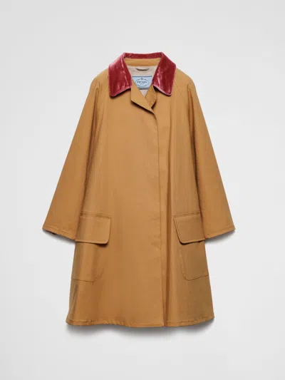 Prada Honey-coloured Trench Coat In Cotton In Brown