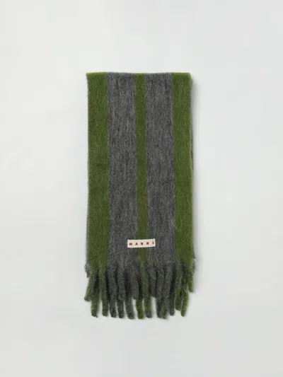Marni Contrasting Double Stripe Rectangular Scarf In Gray