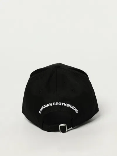 Dsquared2 Black Cotton Cap With Embroidered Logo In Black