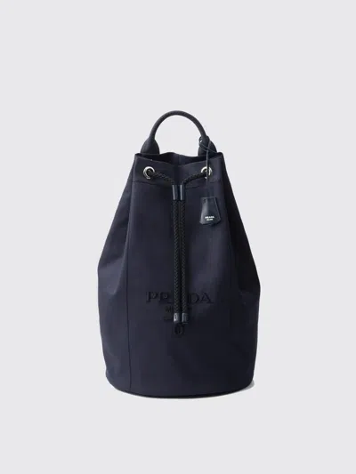 Prada Canvas Drawstring Duffle Bag In Blue