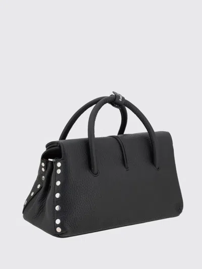 Zanellato Black Calf Leather Bos Taurus Shoulder Bag In Black