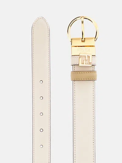 Fendi White Classic Solid Belt In White