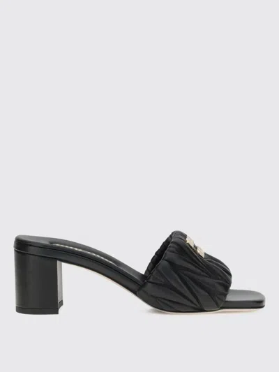 Miu Miu Logoed Sandals In Black
