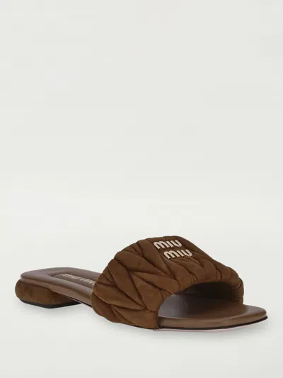 Miu Miu Flat Sandals Woman  In Brown