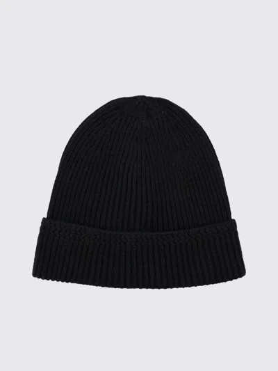 Tom Ford Mens Black Logo-patch Ribbed Cashmere-knit Beanie Hat In Black