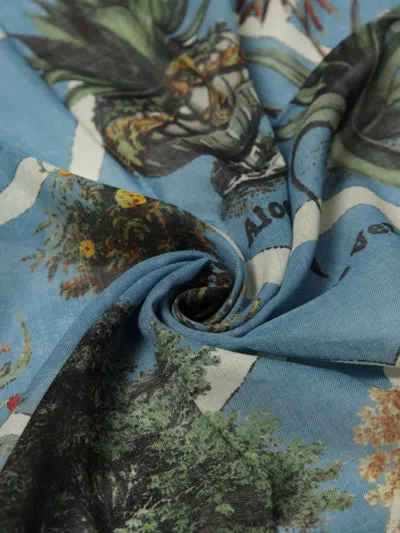Max Mara Wool-silk Botanical Square Scarf In Multi