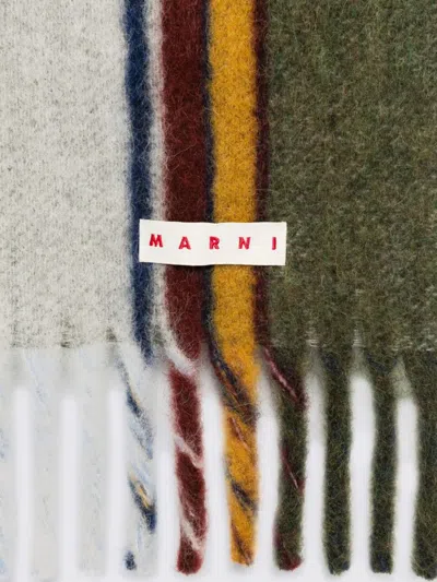 Marni Logo-patch Scarf In Multi
