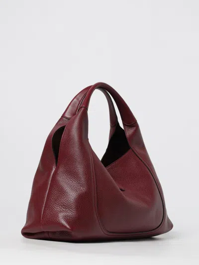 Gucci Women Bordeaux Shoulder Bag With Horsebit Closure In Grained Leather Woman In Burgundy