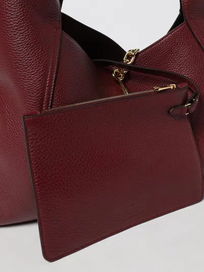 Gucci Women Bordeaux Shoulder Bag With Horsebit Closure In Grained Leather Woman In Burgundy