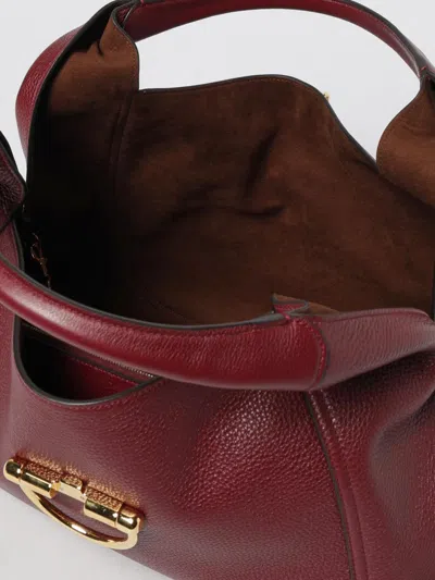 Gucci Women Bordeaux Shoulder Bag With Horsebit Closure In Grained Leather Woman In Burgundy
