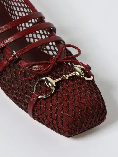 Gucci Net Nappa Triple-strap Horsebit Ballerina Flats In Brown