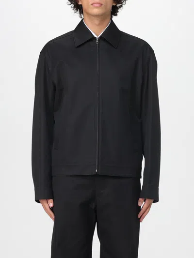 Gucci Men Black Jacket With Classic Collar And Web Motif On The Waist In Cotton Man